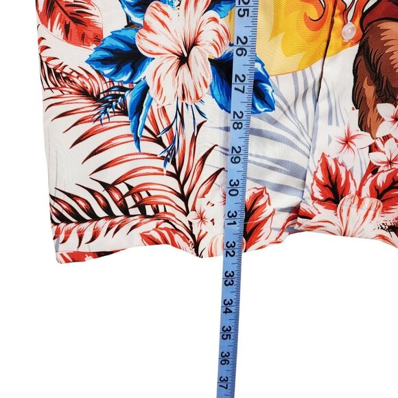 Bigfoot Mens Hawaiian Shirt Size L Patriotic Print With Beer & Fire Design - Picture 6 of 8